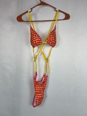 Swim monokini strapy thong Pink / Yellow M